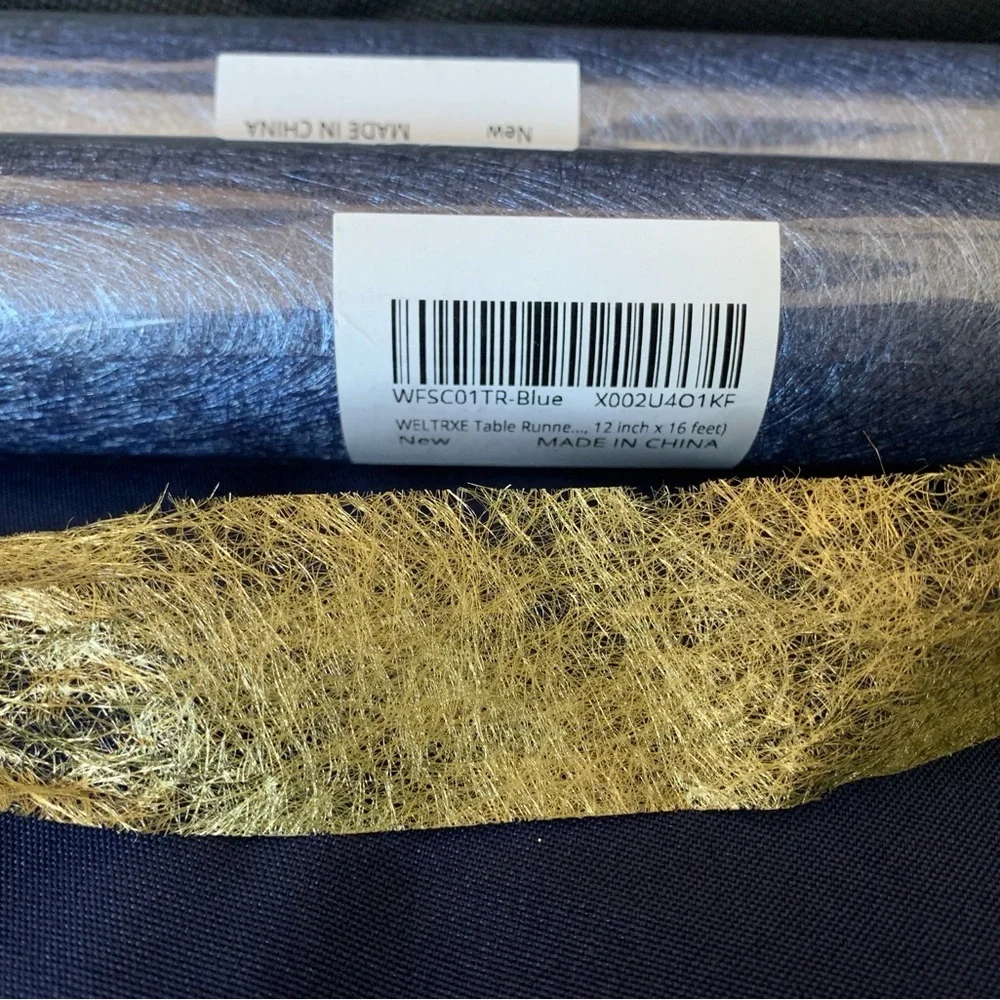 Table Runners in Blue Metallic Color, measures 12 inches by 16 feet, NWT